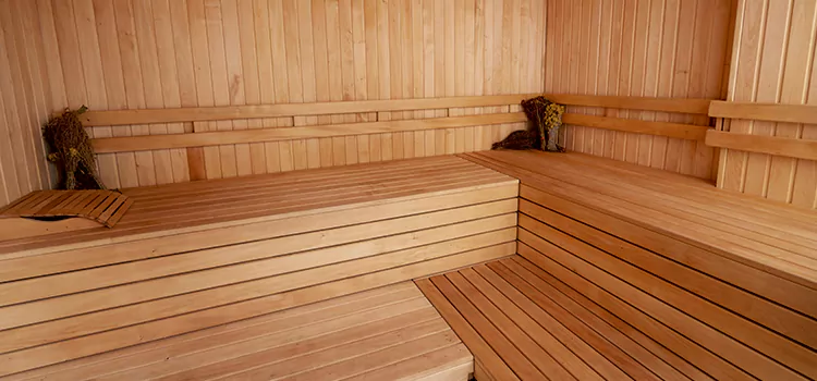 Spruce Wood Sauna Interior Construction in Muskoka, Ontario